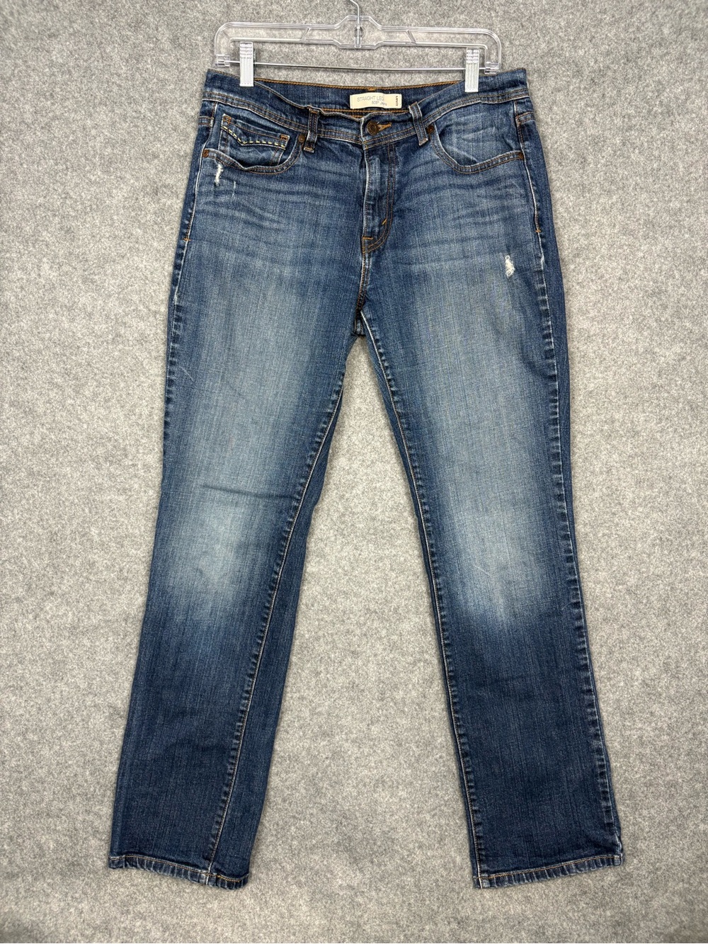 Levi's 505 Straight Leg Jeans in Dark Blue with Orange Stitching